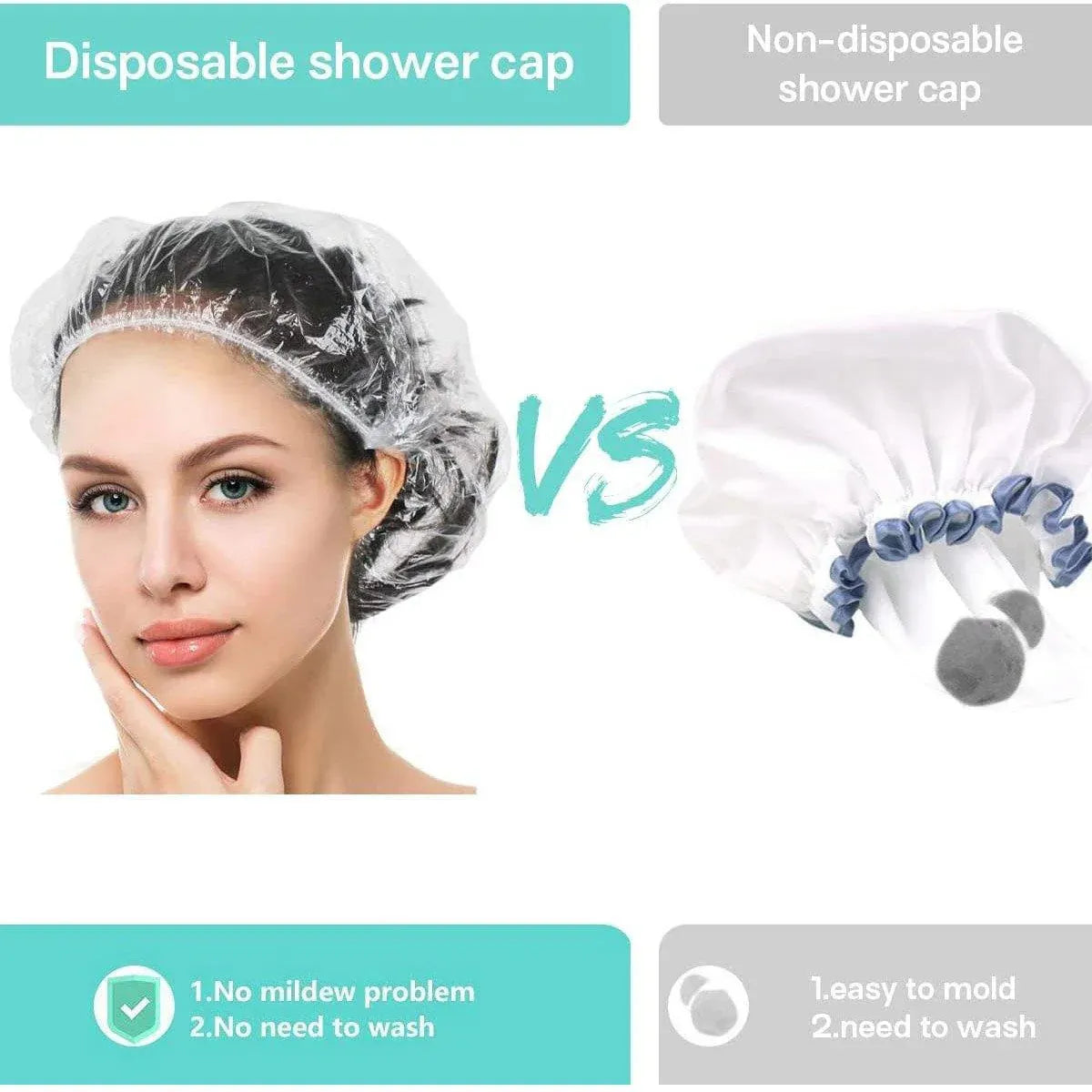 50pcs Transparent Shower Caps Individually Wrapped for Hotel Guesthouse Supplies - B