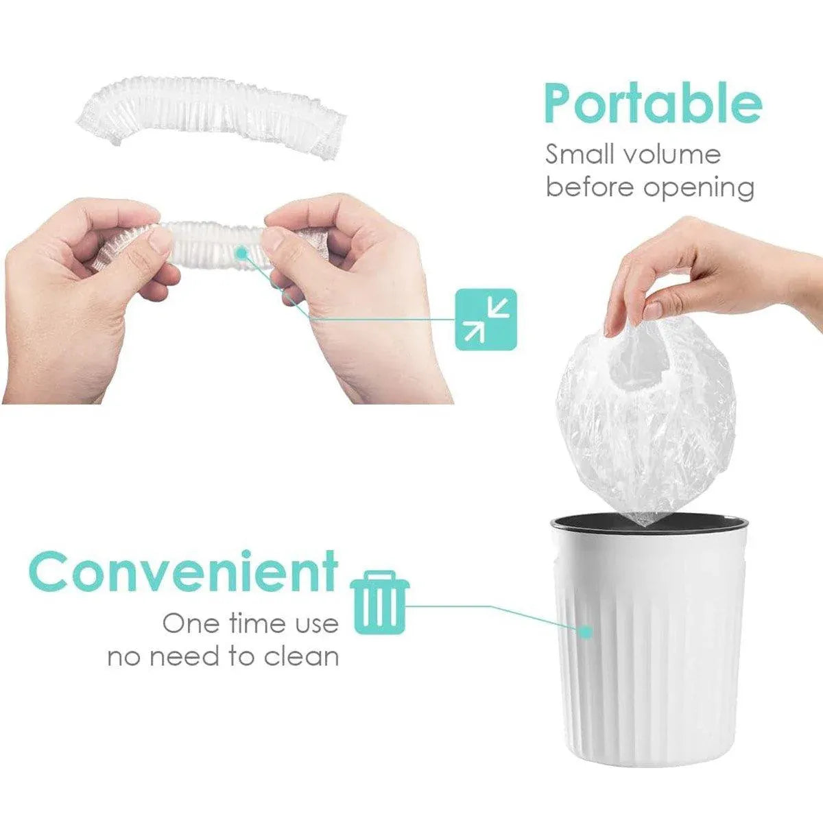 50pcs Transparent Shower Caps Individually Wrapped for Hotel Guesthouse Supplies - B