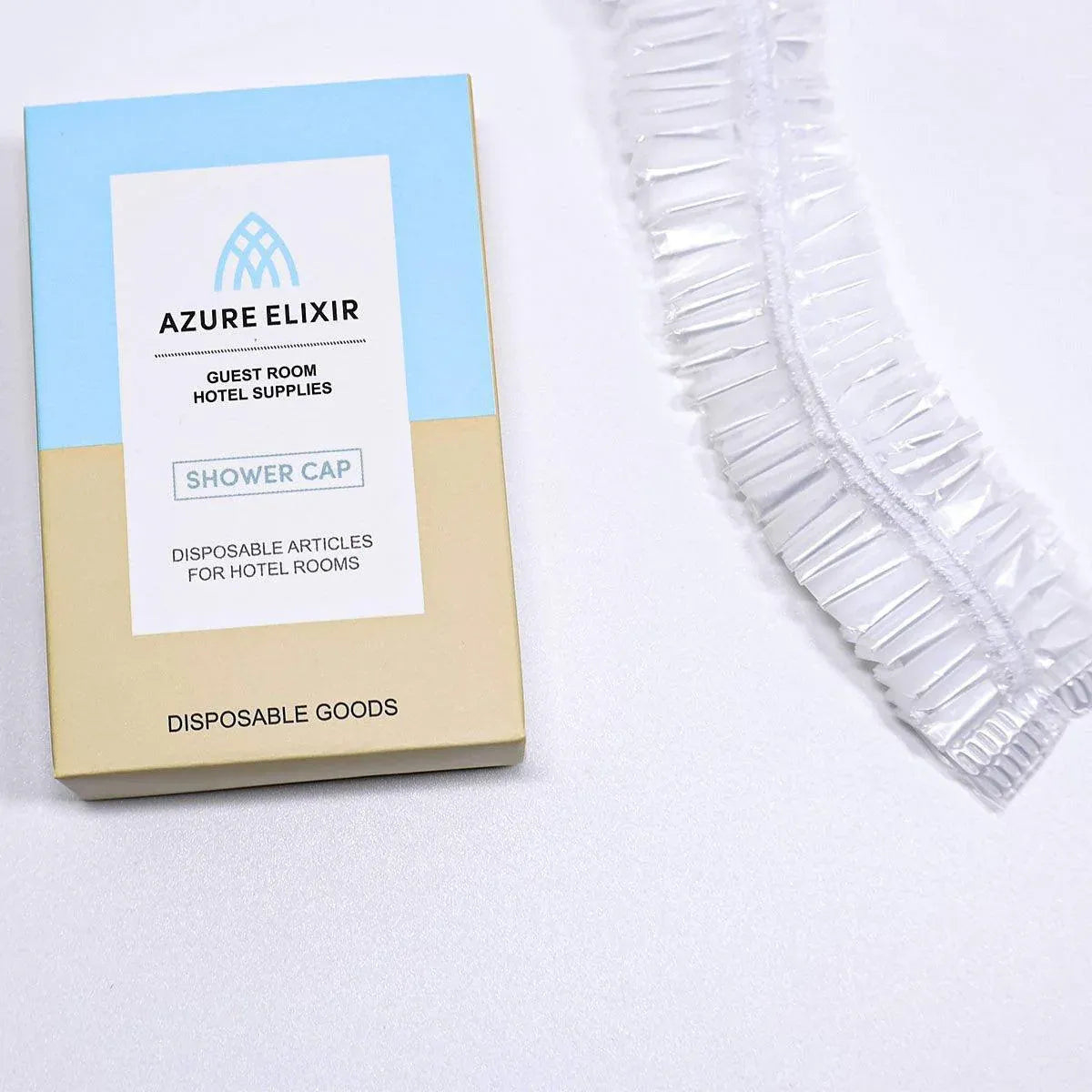 50pcs Transparent Shower Caps Individually Wrapped for Hotel Guesthouse Supplies - B
