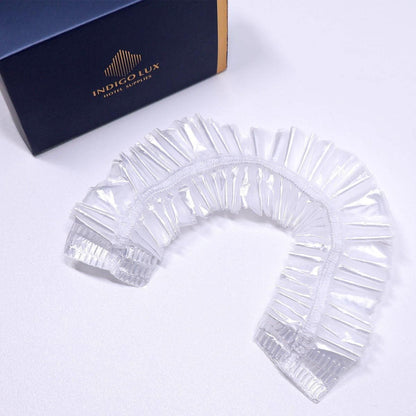 50pcs Transparent Shower Caps Individually Wrapped for Hotel Guesthouse Supplies - B
