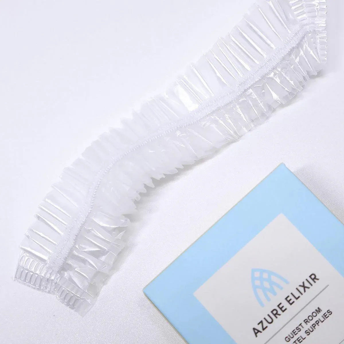 50pcs Transparent Shower Caps Individually Wrapped for Hotel Guesthouse Supplies - B