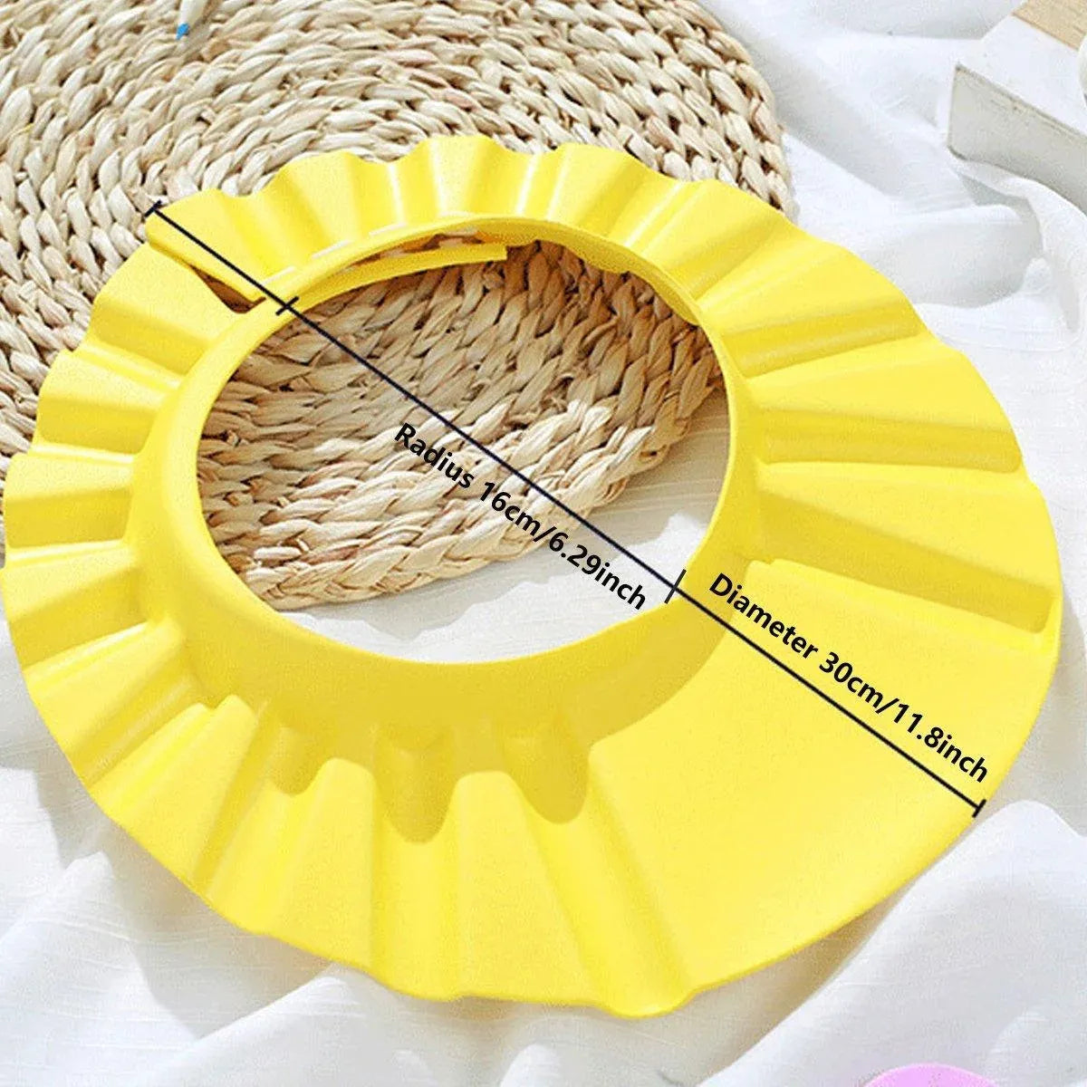 Adjustable Waterproof Shampoo Cap Splash Guard Hat for Bath and Hair Washing - Yellow