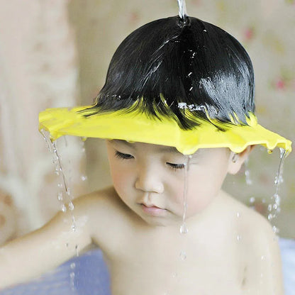 Adjustable Waterproof Shampoo Cap Splash Guard Hat for Bath and Hair Washing - Yellow