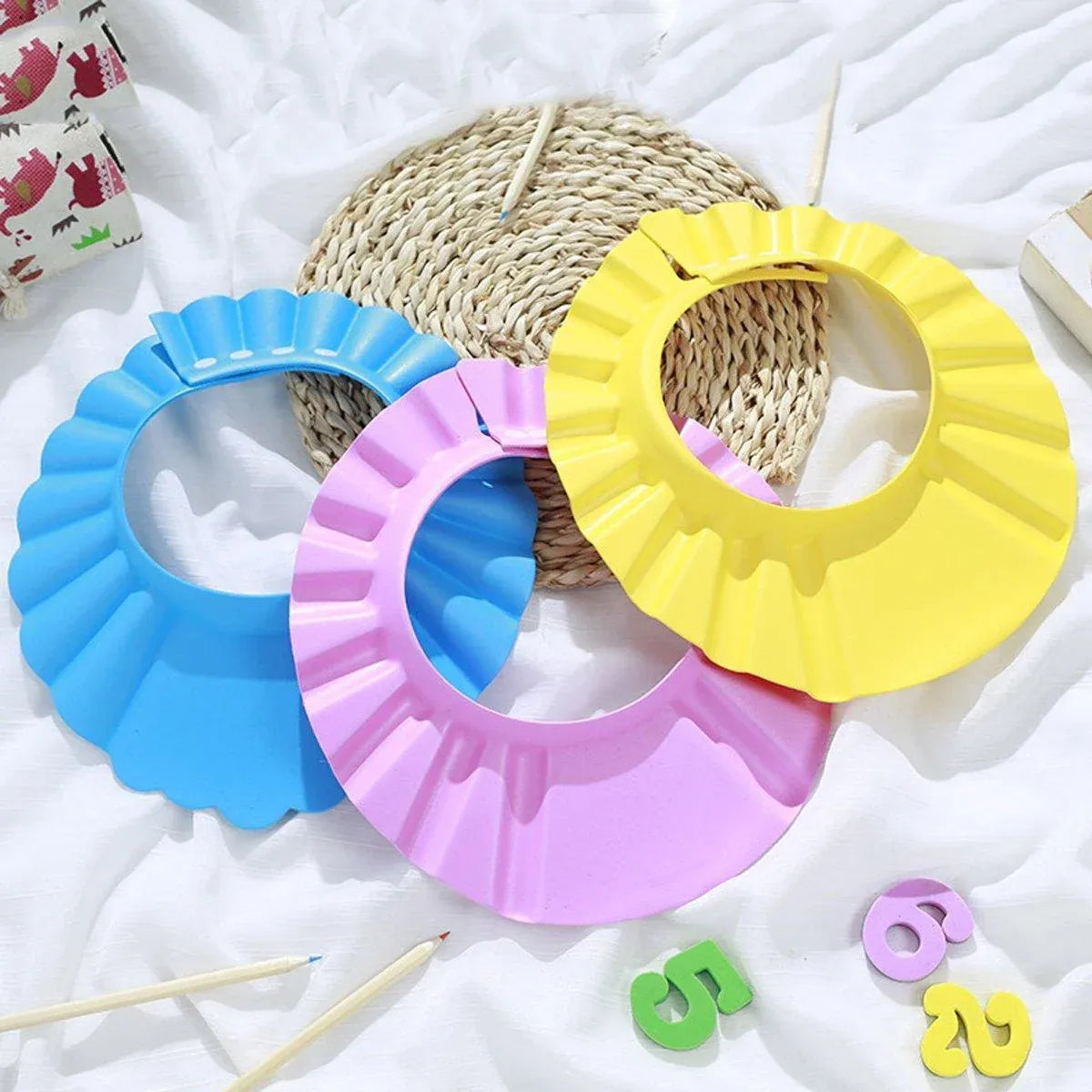 Adjustable Waterproof Shampoo Cap Splash Guard Hat for Bath and Hair Washing - Yellow