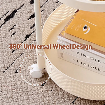 Movable Side Table Rolling Caster Wheels 2 Tier for Living Room