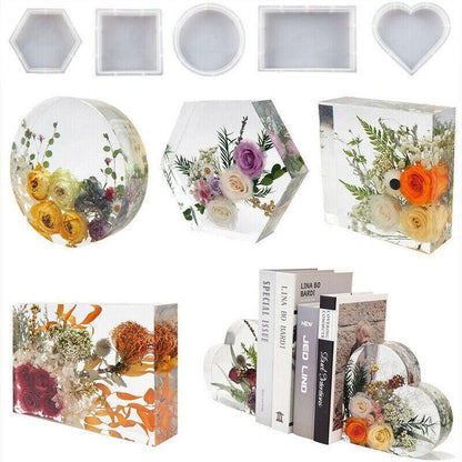 New Large Crystal Epoxy Resin Mold Geometry Cube Specimen Love Heart Round Mould - Heart