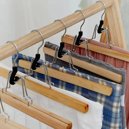 5pcs Skirt Clips Wooden Trouser Clips for Closet Wardrobe Clothing Organization - Light Wood