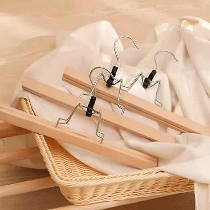 5pcs Skirt Clips Wooden Trouser Clips for Closet Wardrobe Clothing Organization - Light Wood