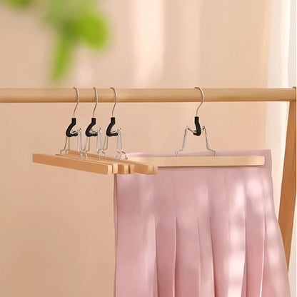 5pcs Skirt Clips Wooden Trouser Clips for Closet Wardrobe Clothing Organization - Light Wood