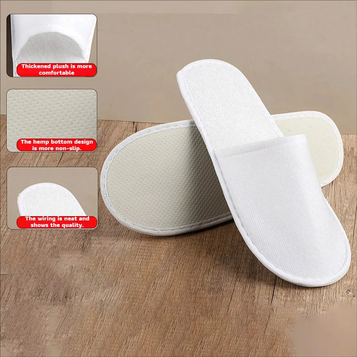20 Pairs Disposable Hotel Slippers Star Design Homestay Towel Thickened NonSlip