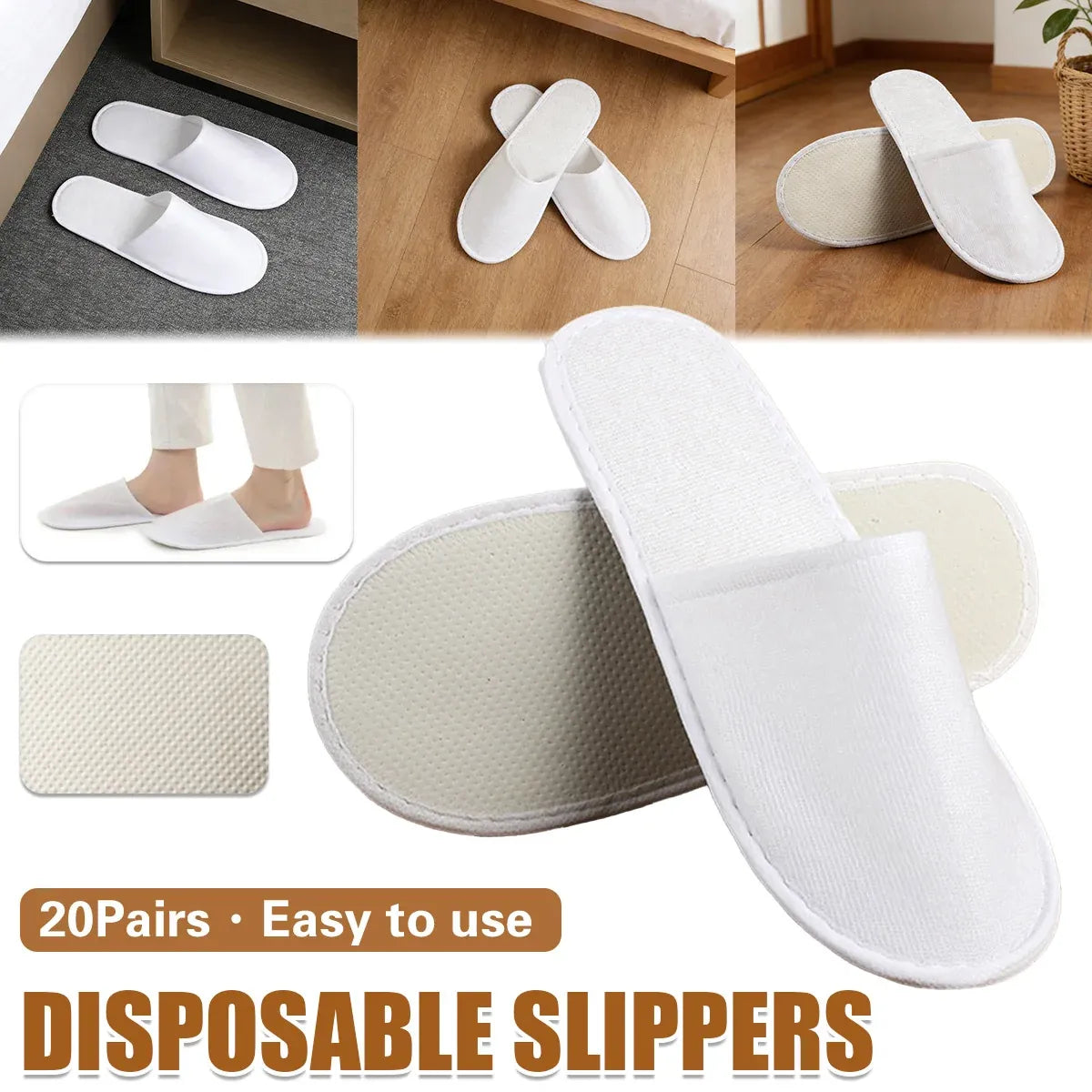 20 Pairs Disposable Hotel Slippers Star Design Homestay Towel Thickened NonSlip