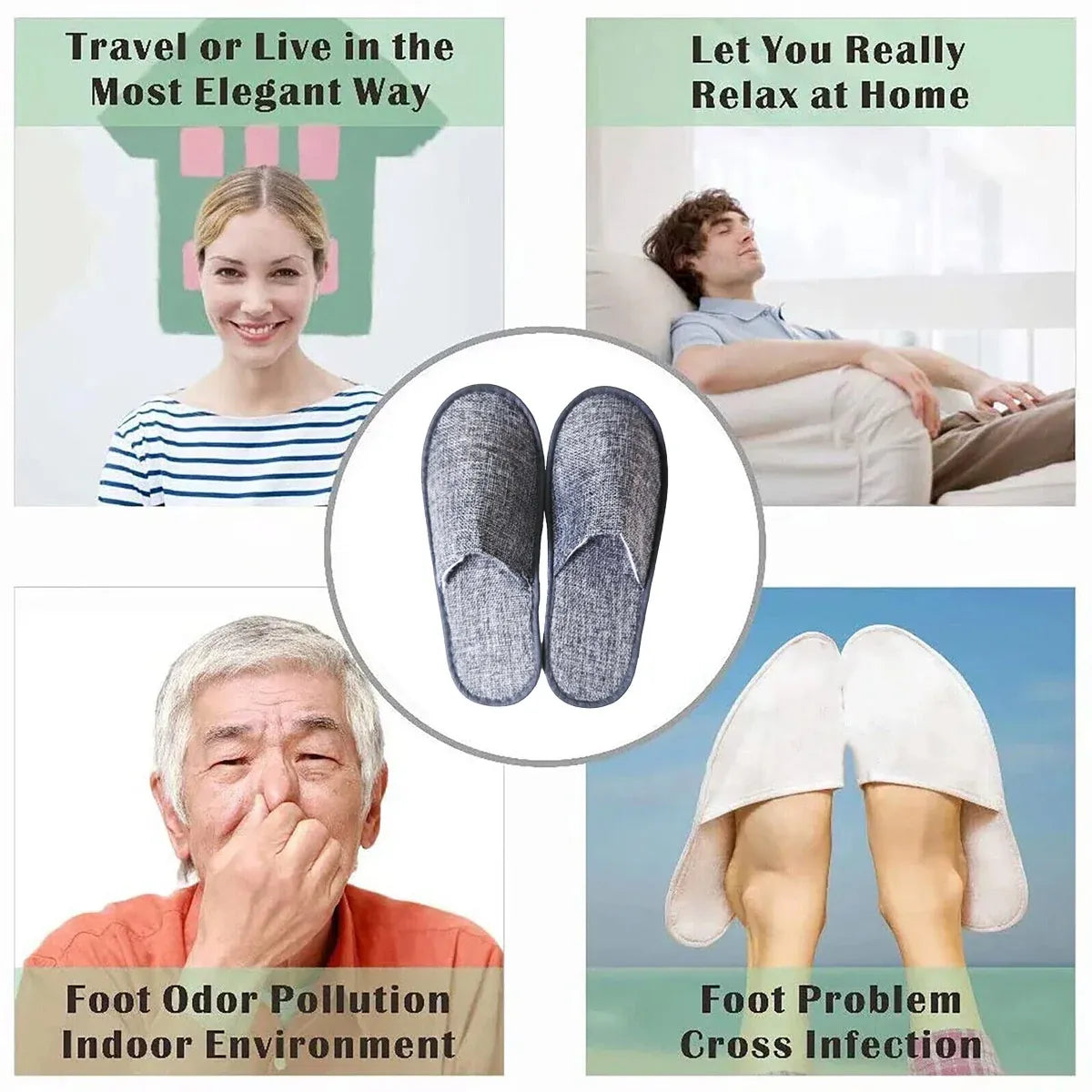 20 Pairs Disposable Portable Slippers Comfortable Anti-Slip Hotel Travel Backup