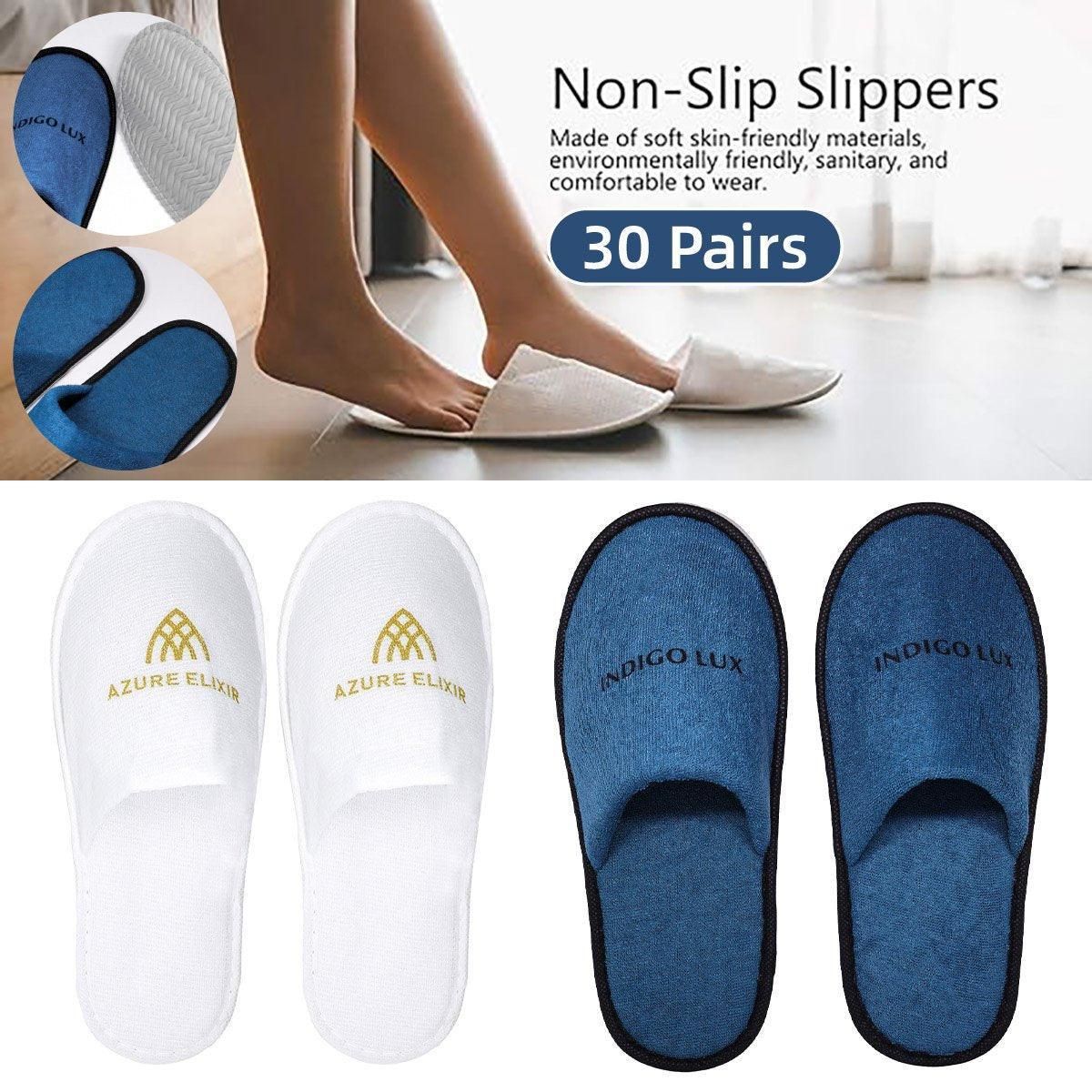 30 Pairs Hotel Guesthouse Hospitality Slippers for Household Comfort and Use - Blue