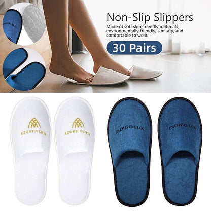 30 Pairs Hotel Guesthouse Hospitality Slippers for Household Comfort and Use - White
