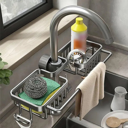 Multifunctional Faucet Shelf Kitchen Storage Sink Draining Basket Household Rack - Black