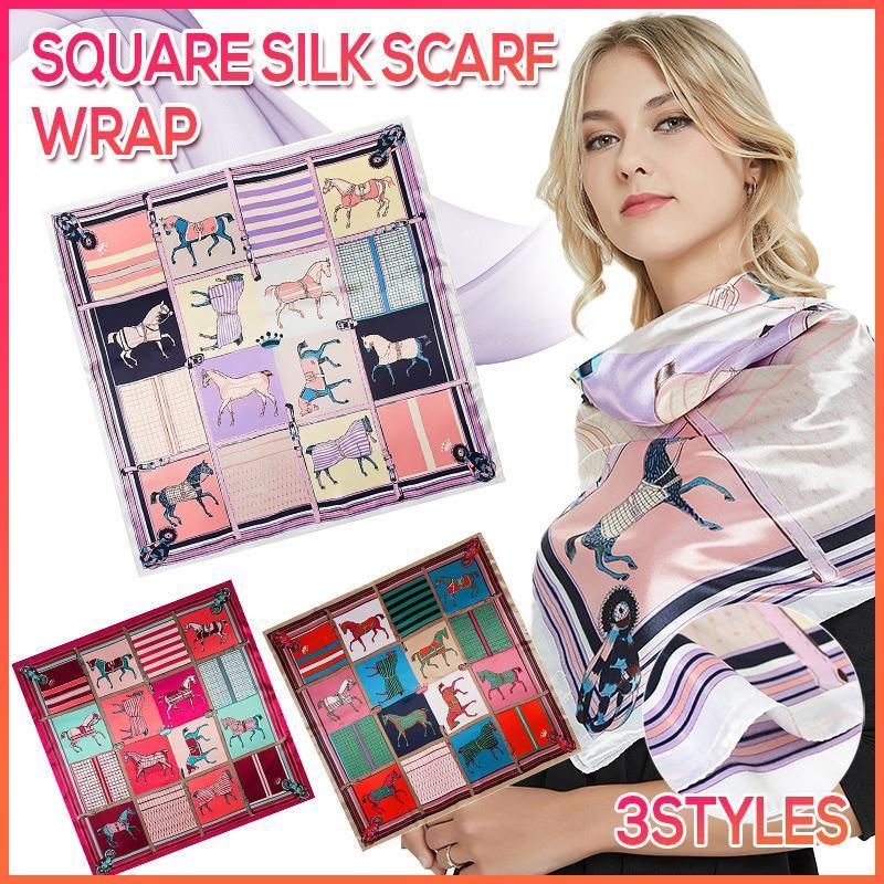 90x90cm Women Silk Satin Wrap Professional Lady Summer Beach Large Square Scarf - Rose Red