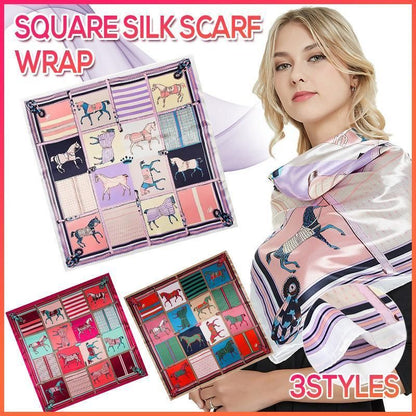 90x90cm Women Silk Satin Wrap Professional Lady Summer Beach Large Square Scarf - Rose Red