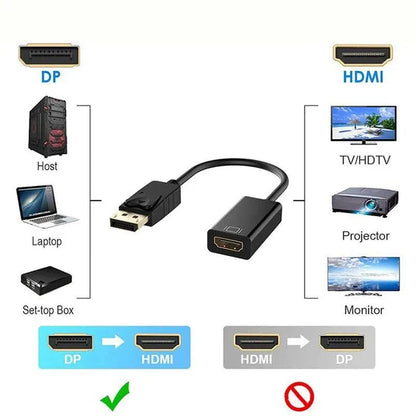 4K 30Hz DP to HDMI Adapter Cable 25cm Displayport Converter for Monitor Projector