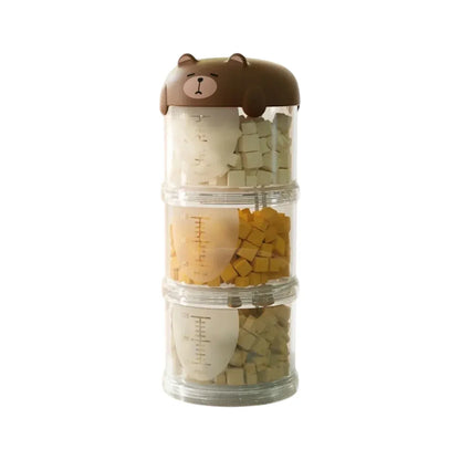 3-Tier Portable Pet Food Storage Container - Stackable Snack Bucket Bear Lid - Coffee