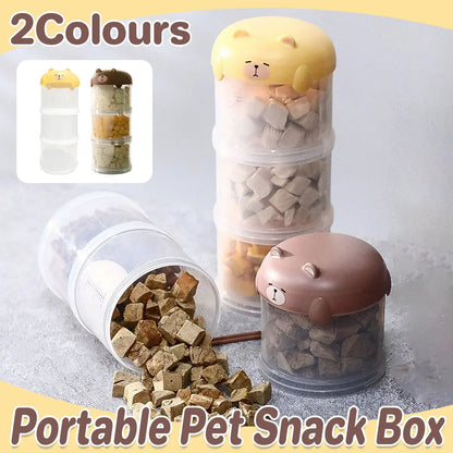 3-Tier Portable Pet Food Storage Container - Stackable Snack Bucket Bear Lid - Coffee