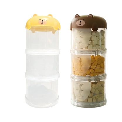 3-Tier Portable Pet Food Storage Container - Stackable Snack Bucket Bear Lid - Coffee