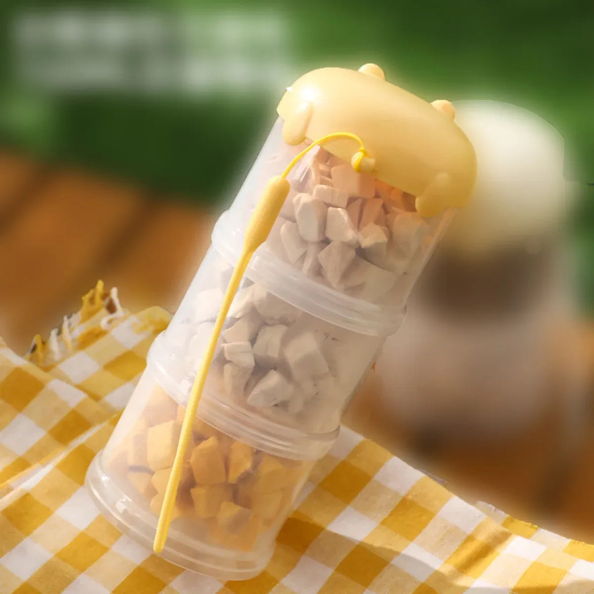 3-Tier Portable Pet Food Storage Container - Stackable Snack Bucket Bear Lid - Coffee
