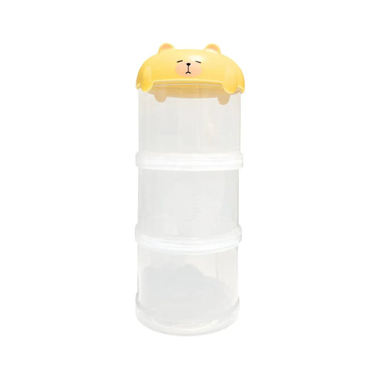 3-Tier Portable Pet Food Storage Container - Stackable Snack Bucket Bear Lid - Yellow