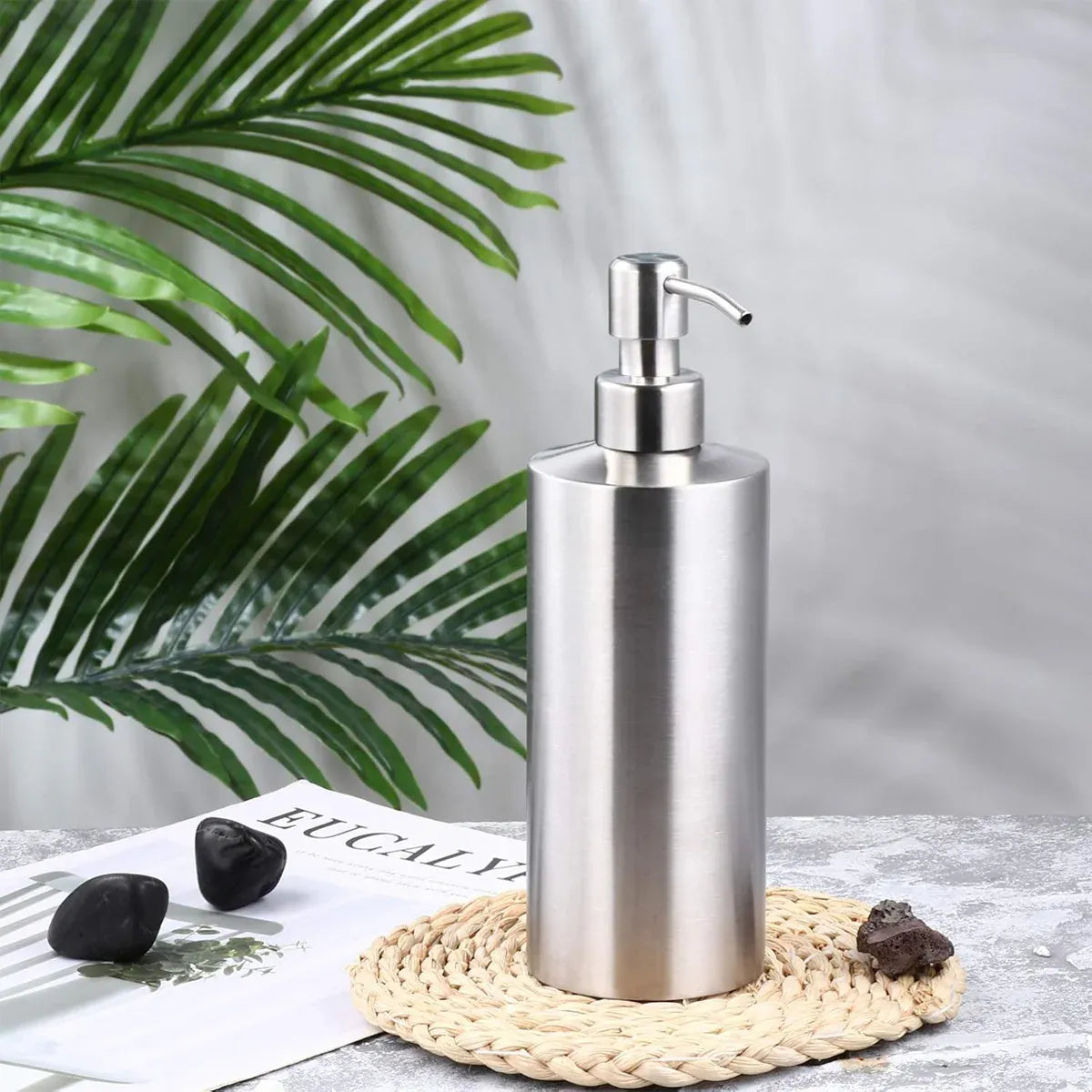 Soap Dispenser 500ml Stainless Steel Pump Silver Bathroom Liquid Container