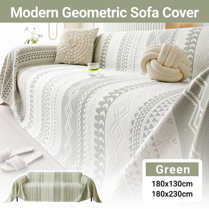 Sofa Cover Modern Geometric Green Breathable Soft for Living Room - 180 x 130cm
