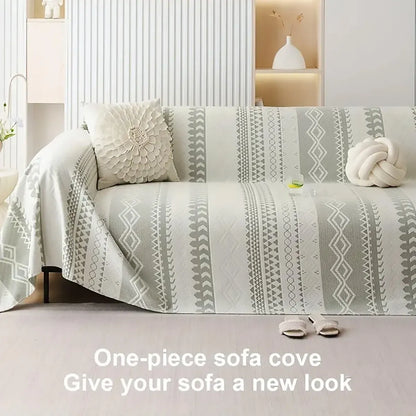 Sofa Cover Modern Geometric Green Breathable Soft for Living Room - 180 x 130cm