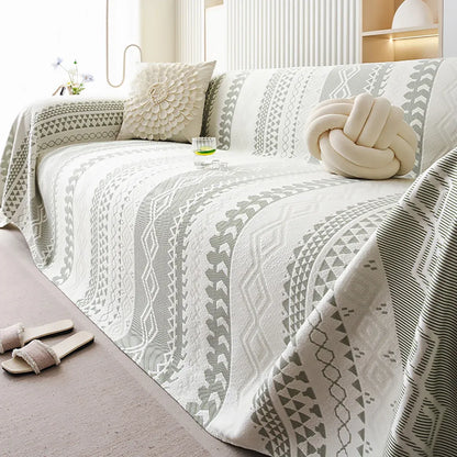 Sofa Cover Modern Geometric Green Breathable Soft for Living Room - 180 x 130cm