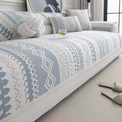 Sofa Cover Modern Geometric Green Breathable Soft for Living Room - 180 x 130cm