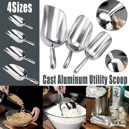 4 Sizes Aluminum Alloy Ice Shovel Flour Rice Scoop Multipurpose Kitchen Tool - XL