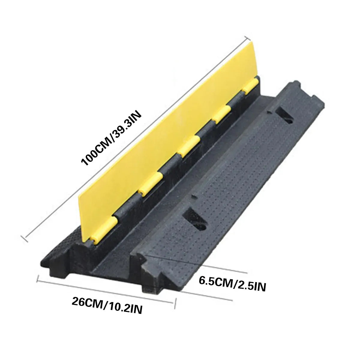 Rubber Slotted Speed Bump with Flip Cable Cover for Driveways