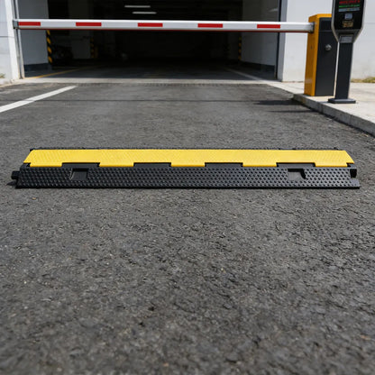 Rubber Slotted Speed Bump with Flip Cable Cover for Driveways