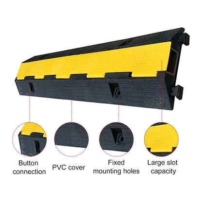 Rubber Slotted Speed Bump with Flip Cable Cover for Driveways