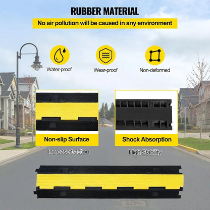 Rubber Slotted Speed Bump with Flip Cable Cover for Driveways