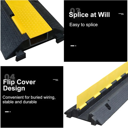 Rubber Slotted Speed Bump with Flip Cable Cover for Driveways