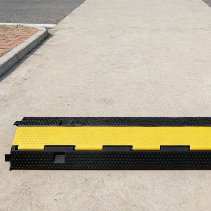 Rubber Slotted Speed Bump with Flip Cable Cover for Driveways