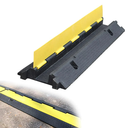 Rubber Slotted Speed Bump with Flip Cable Cover for Driveways