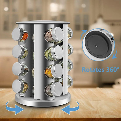 Rotating Spice Bottle Seasoning Rack Multi layer Seasoning Jar Storage Kitchen - Round