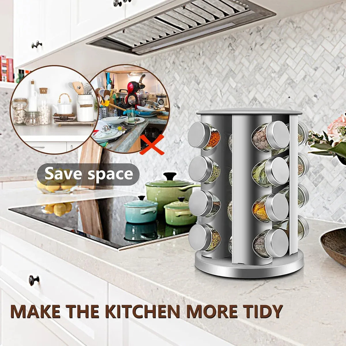 Rotating Spice Bottle Seasoning Rack Multi layer Seasoning Jar Storage Kitchen - Round