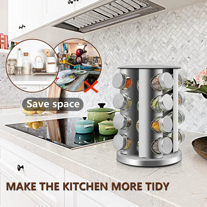 Rotating Spice Bottle Seasoning Rack Multi layer Seasoning Jar Storage Kitchen - Square