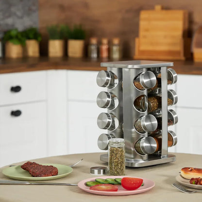 Rotating Spice Bottle Seasoning Rack Multi layer Seasoning Jar Storage Kitchen - Square