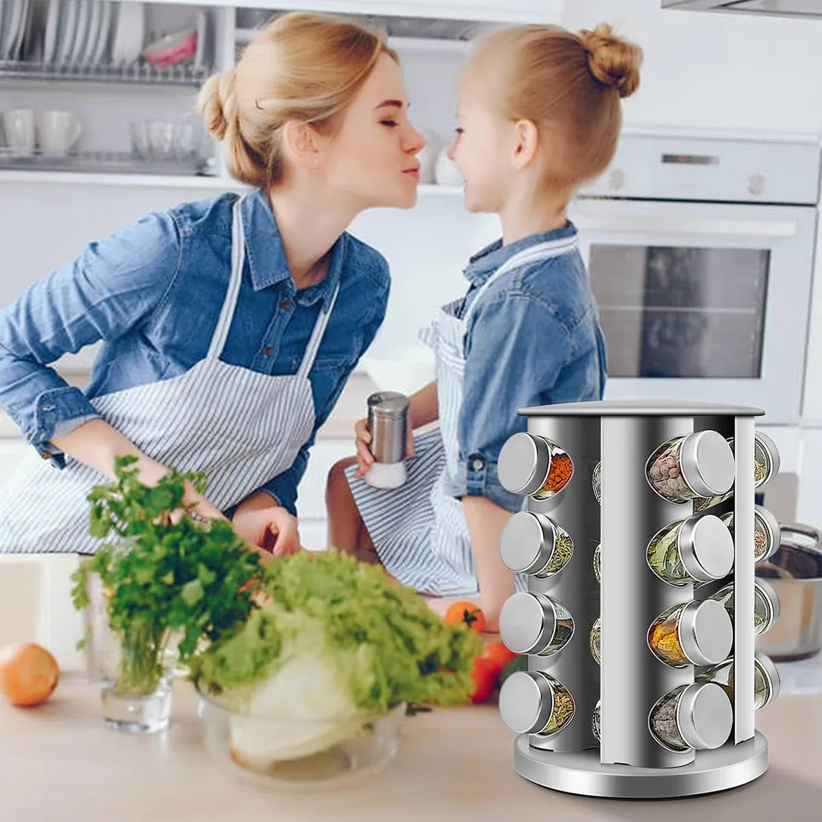 Rotating Spice Bottle Seasoning Rack Multi layer Seasoning Jar Storage Kitchen - Square