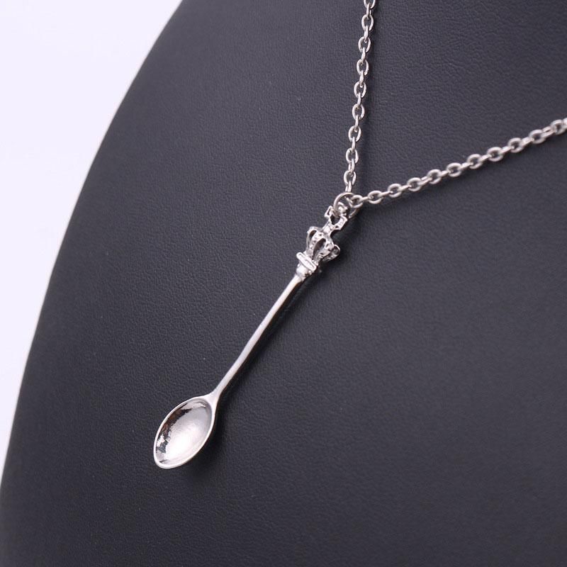 Mini Crown Spoon Necklace Pendant Charm Festival Cutlery Tea Party Gift - Rose Gold