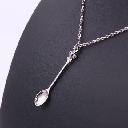 Mini Crown Spoon Necklace Pendant Charm Festival Cutlery Tea Party Gift - Rose Gold