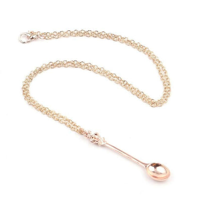 Mini Crown Spoon Necklace Pendant Charm Festival Cutlery Tea Party Gift - Silver