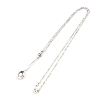 Mini Crown Spoon Necklace Pendant Charm Festival Cutlery Tea Party Gift - Silver