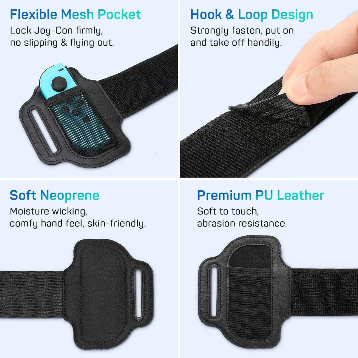 5pcs Adjustable Elastic Leg Straps for Switch Sports Game Accessories Fitness